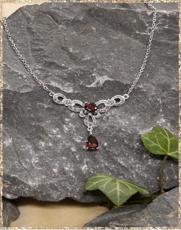 Collier Drachenauge silber rot